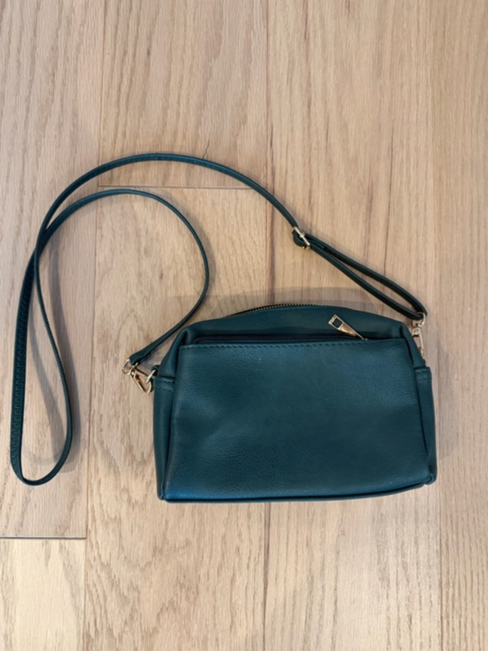 Dark Green Crossbody Bag with Gold Hardware